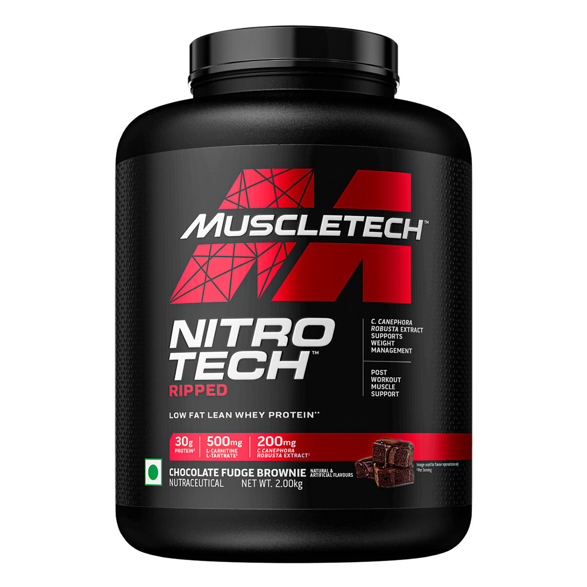 Buy Muscletech Nitrotech Ripped Low Fat Whey Protein Chocolate Fudge Brownie Flavour Powder, 2 kg Online