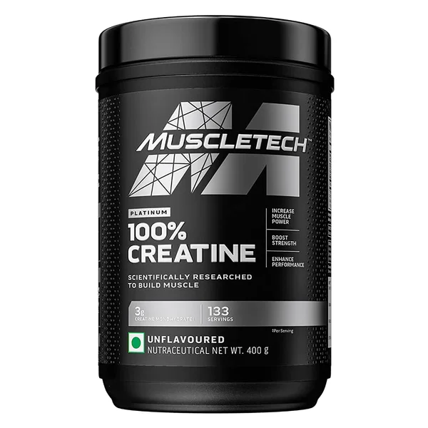 Muscletech Platinum 100% Creatine Unflavour Powder, 400 gm