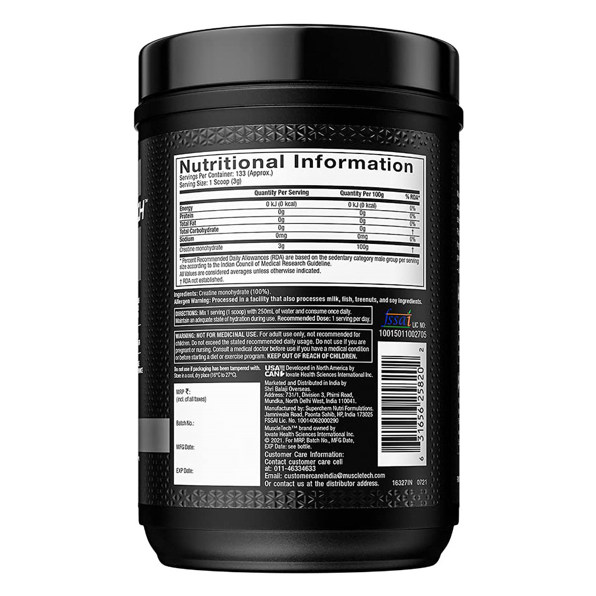 Muscletech Platinum 100% Creatine Unflavour Powder, 400 gm, Pack of 1 Muscletech Platinum 100% Creatine Unflavour Powder, 400 gm, Pack of 1