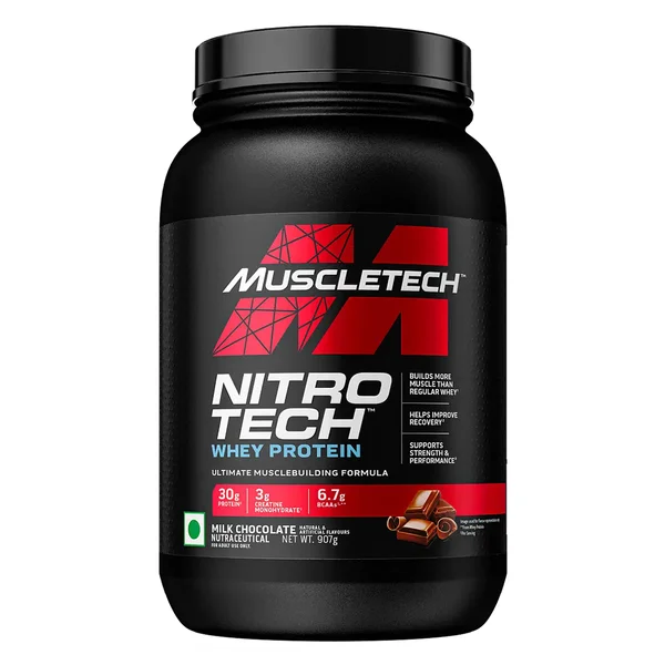 Muscletech Nitrotech Whey Protein Milk Chocolate Flavour Powder, 907 gm, Pack of 1