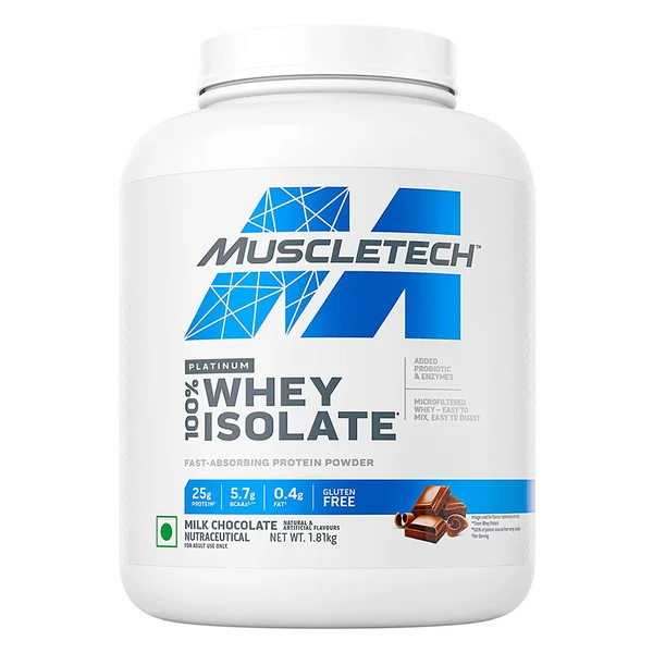 Muscletech Platinum 100% Whey Isolate Milk Chocolate Powder, 1.81 kg, Pack of 1