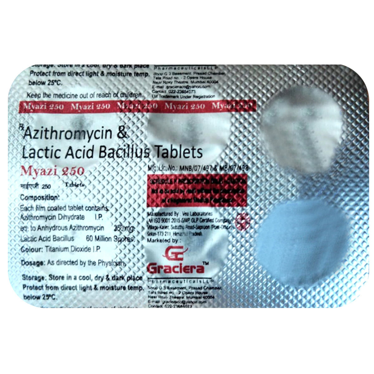 Myazi 250 Tablet 6's, Pack of 6 TabletS Myazi 250 Tablet 6's, Pack of 6 TabletS