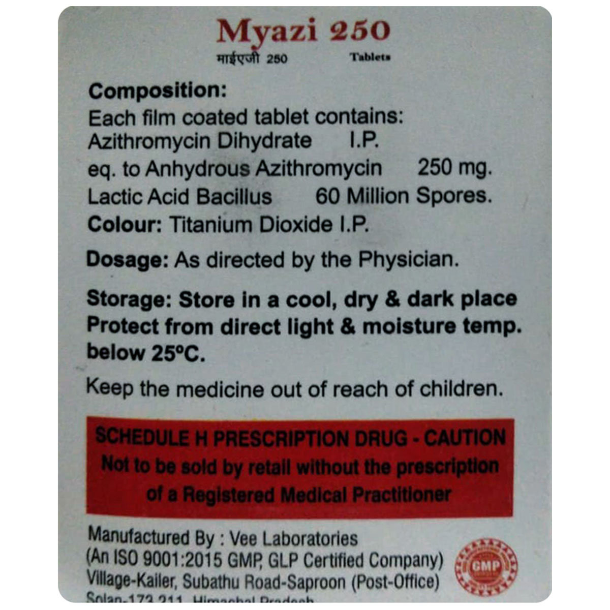 Myazi 250 Tablet 6's, Pack of 6 TabletS Myazi 250 Tablet 6's, Pack of 6 TabletS
