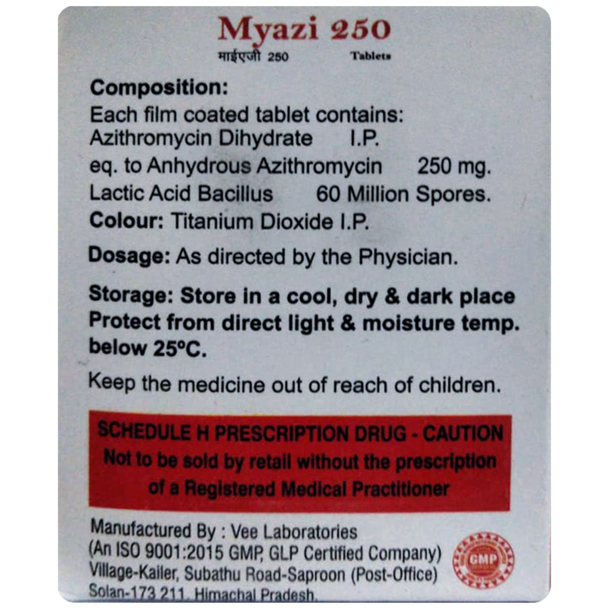 Myazi 250 Tablet 6's, Pack of 6 TabletS Myazi 250 Tablet 6's, Pack of 6 TabletS