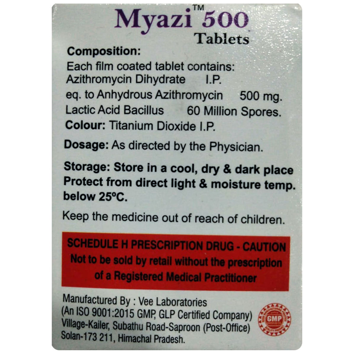Myazi 500 Tablet 3's, Pack of 3 TabletS Myazi 500 Tablet 3's, Pack of 3 TabletS