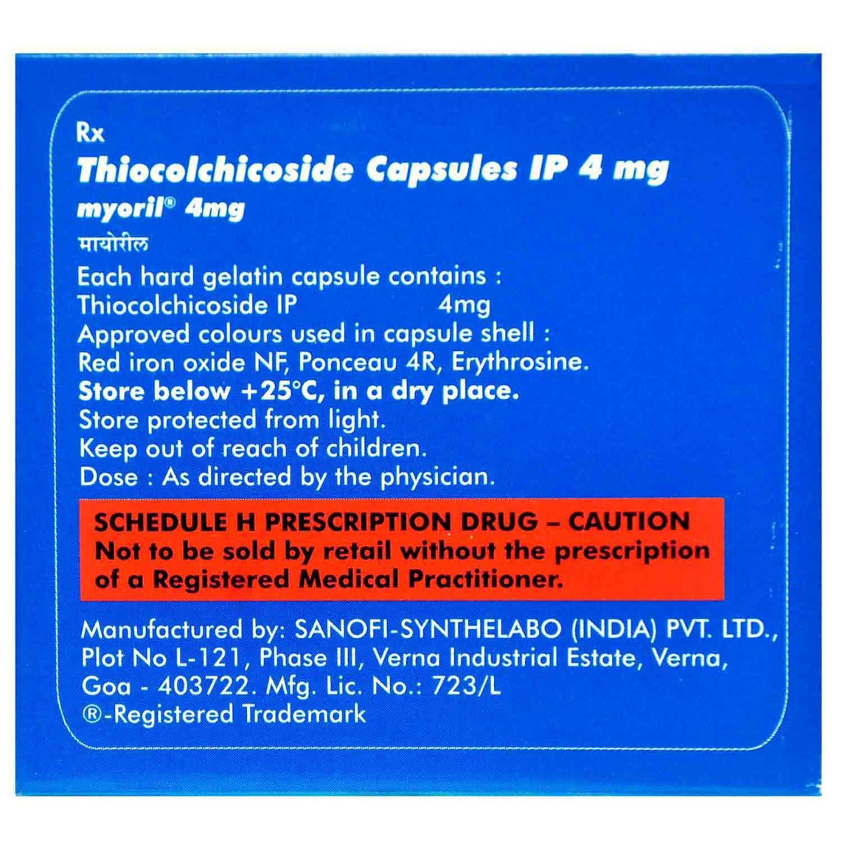 Myoril 4 mg Capsule 10's, Pack of 10 CAPSULES Myoril 4 mg Capsule 10's, Pack of 10 CAPSULES