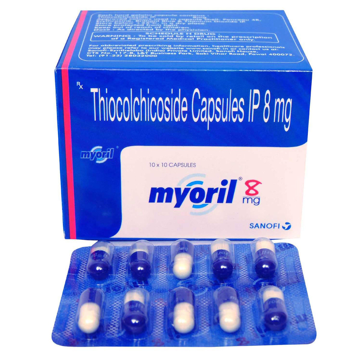 Myoril 8 mg Capsule 10's, Pack of 10 CAPSULES Myoril 8 mg Capsule 10's, Pack of 10 CAPSULES