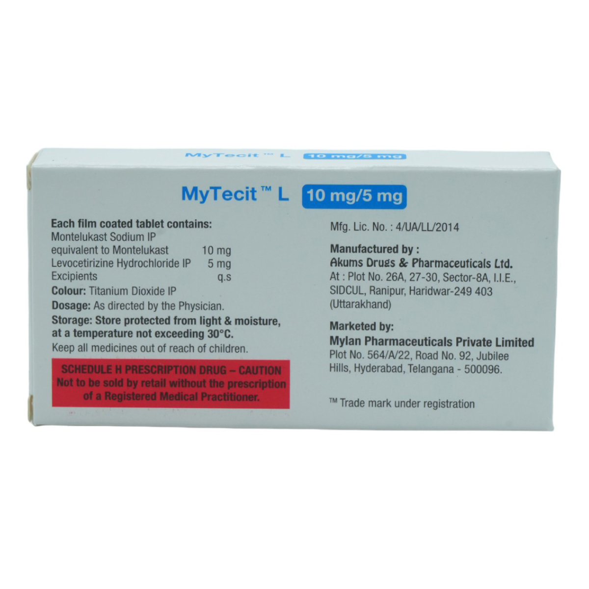 Mytecit L 10 mg/5 mg Tablet 10's, Pack of 10 TabletS Mytecit L 10 mg/5 mg Tablet 10's, Pack of 10 TabletS