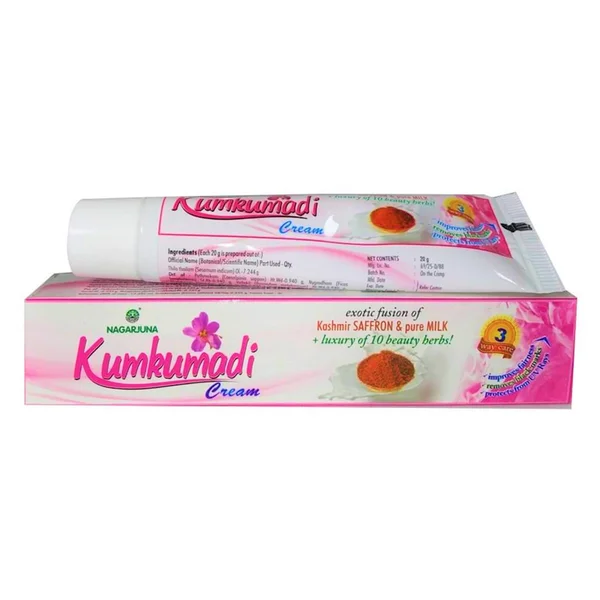 Nagarjuna Ayurveda Kumkumadi Cream 20 gm | Kashmir Saffron, Pure Milk & 10 Beauty Herbs | Improves Fairness | Removes Marks | Protects From UV Rays