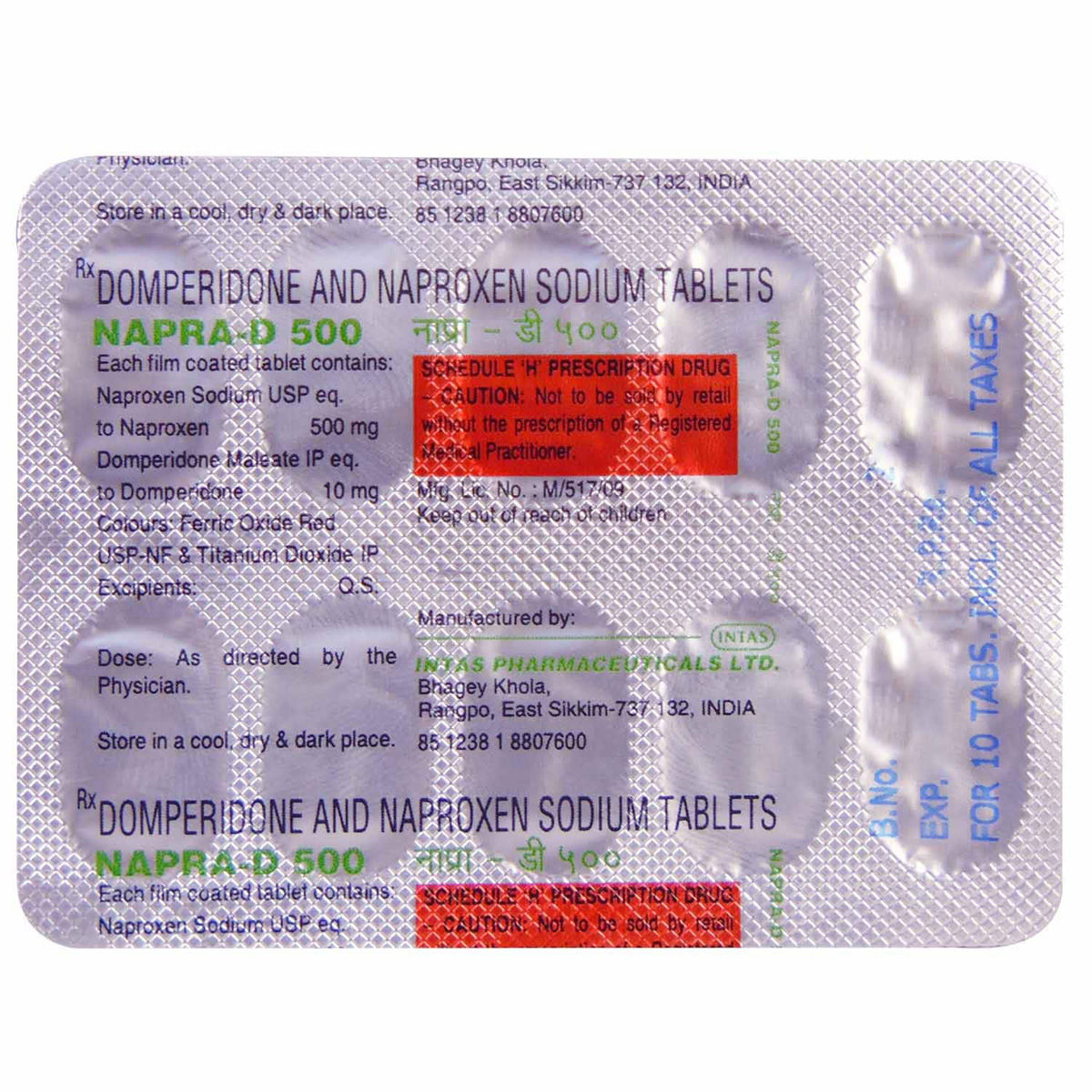 Napra-D 500 Tablet 10's, Pack of 10 TABLETS Napra-D 500 Tablet 10's, Pack of 10 TABLETS
