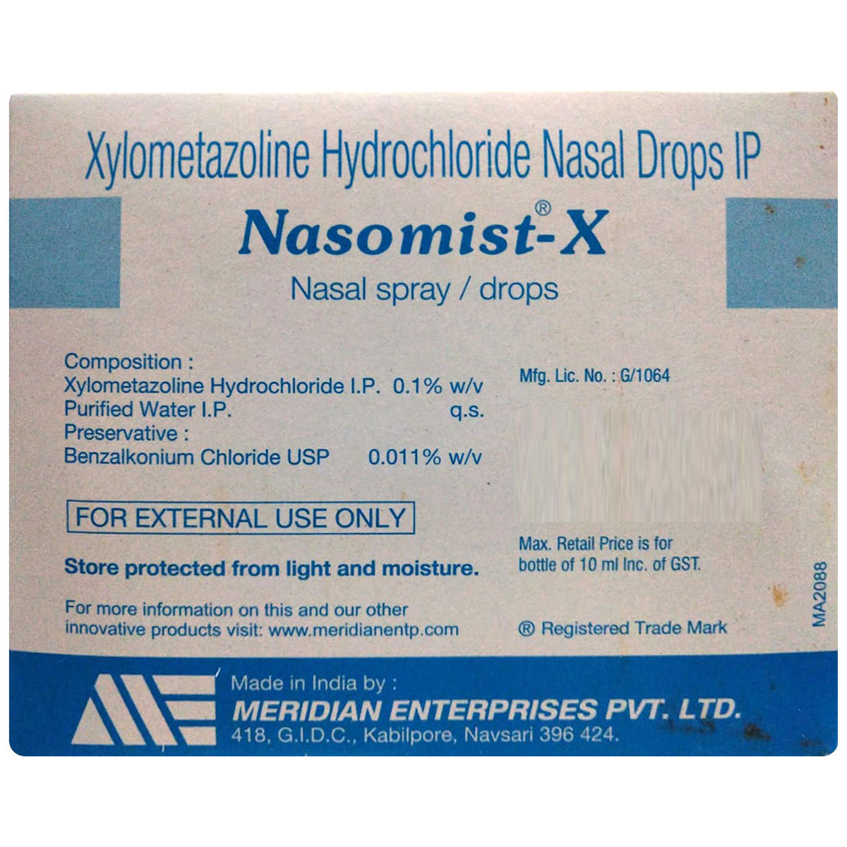 Nasomist-X Nasal Drops 10 ml, Pack of 1 Nasal Drops Nasomist-X Nasal Drops 10 ml, Pack of 1 Nasal Drops