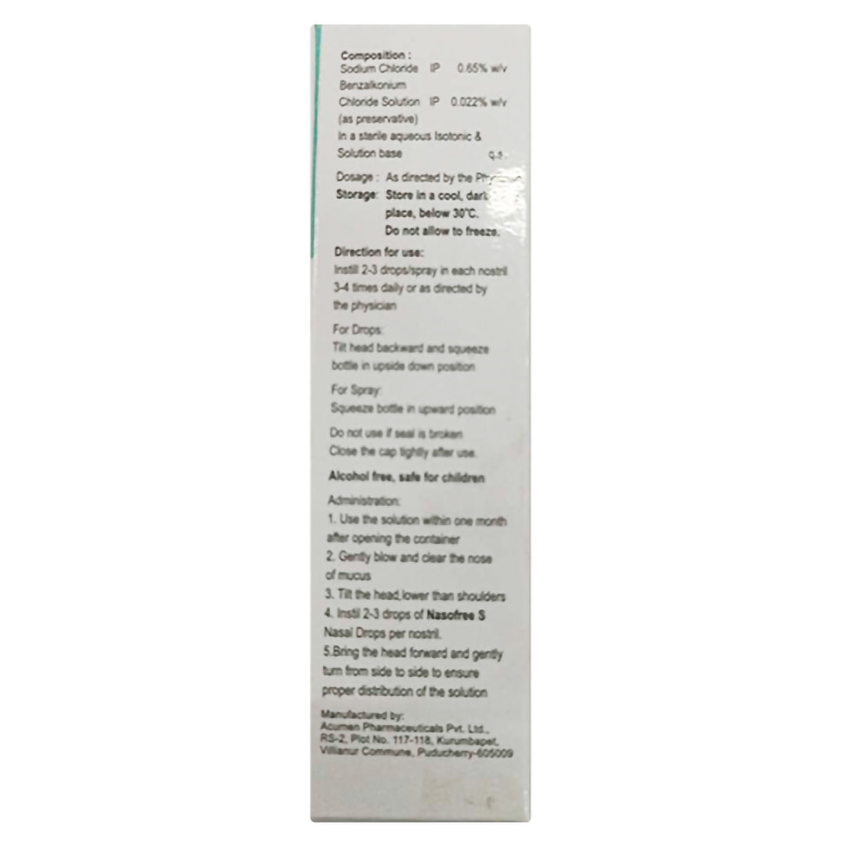 Nasofree S Drops 15 ml, Pack of 1 Drops Nasofree S Drops 15 ml, Pack of 1 Drops