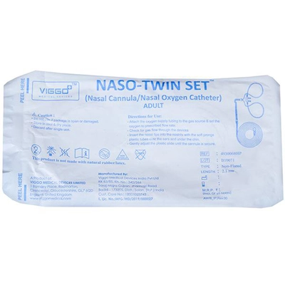 Naso-Twin Set Nasal Cannula/Nasal Oxygen Catheter Adult (Vig, Pack of 1