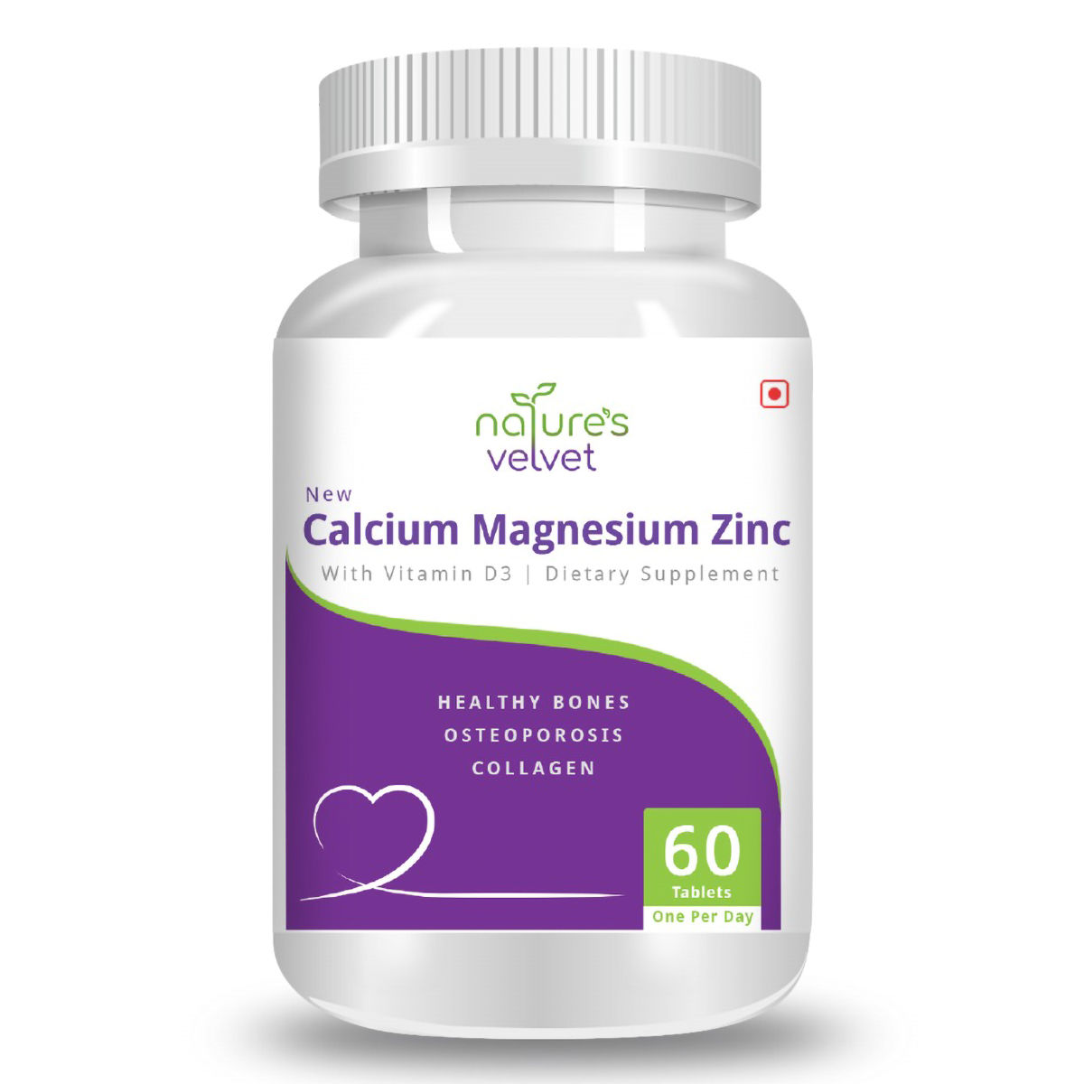 Buy Nature's Velvet New Calcium, Magnesium, Zinc with Vitamin D3, 60 Tablets Online
