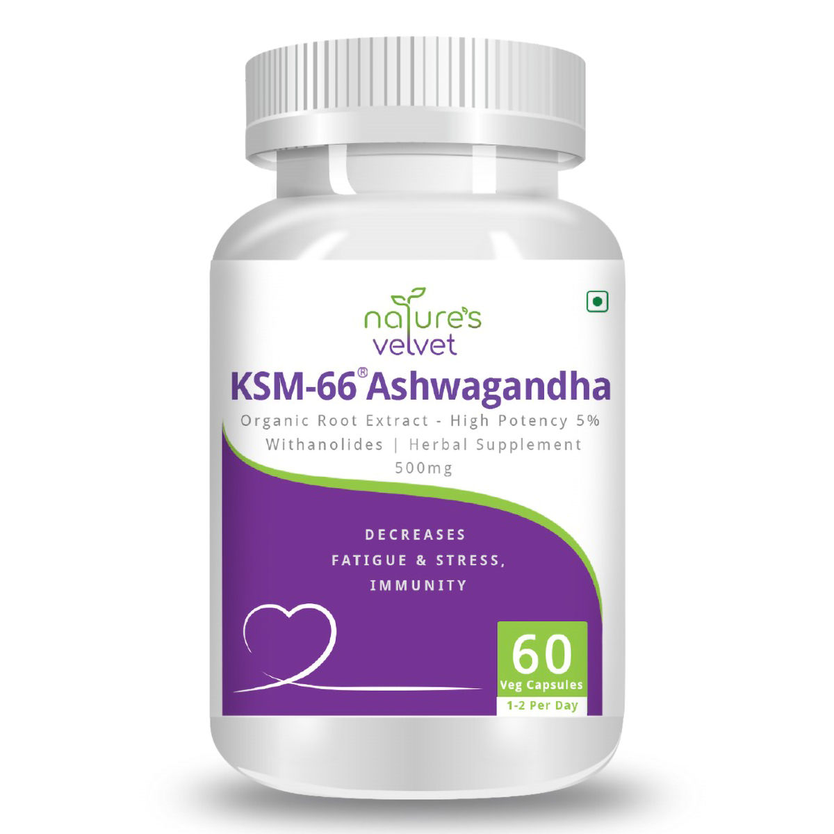 Buy Nature's Velvet KSM-66 Ashwagandha 500 mg Veg , 60 Capsules  Online