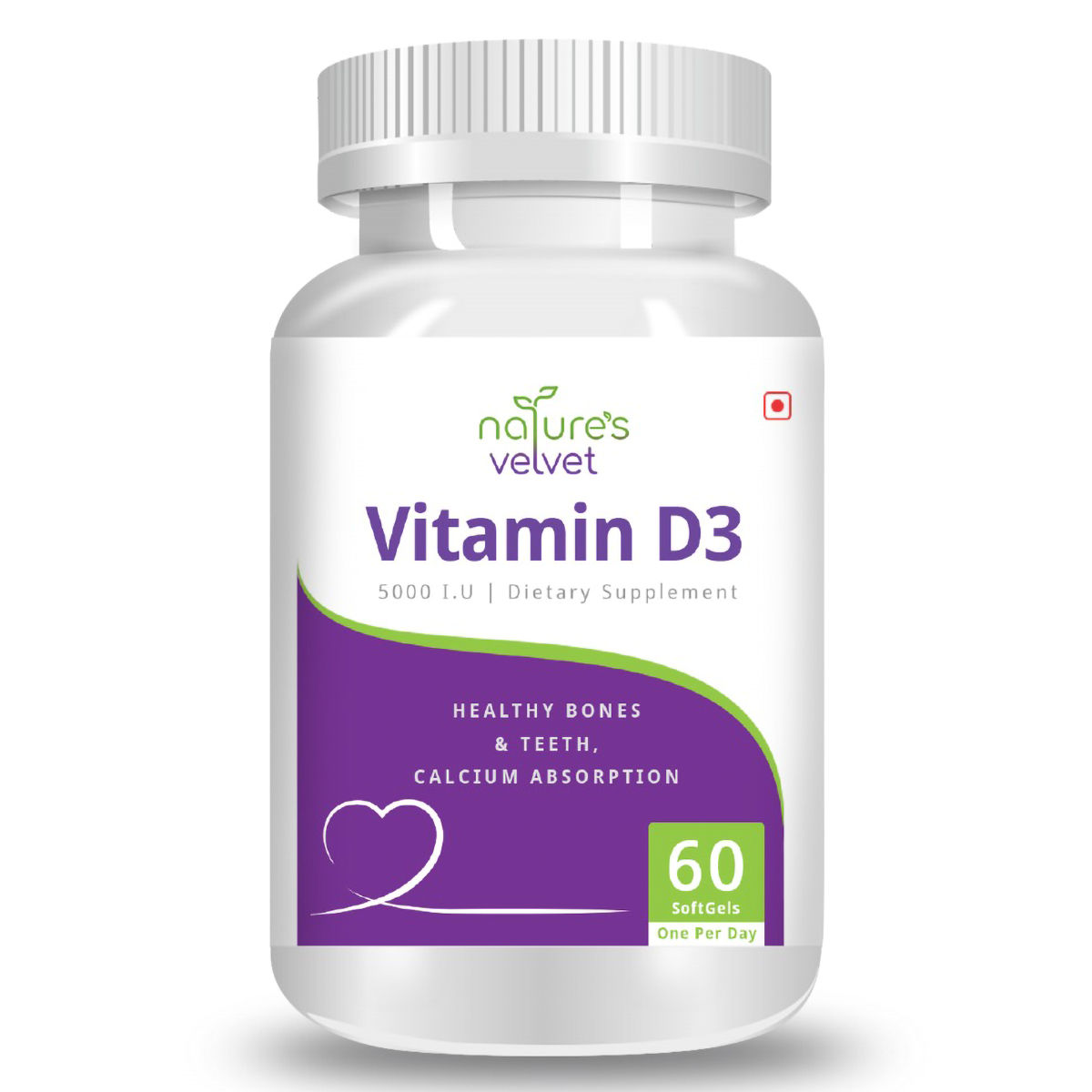 Nature's Velvet Vitamin D3 5000 IU, 60 Softgels, Pack of 1 