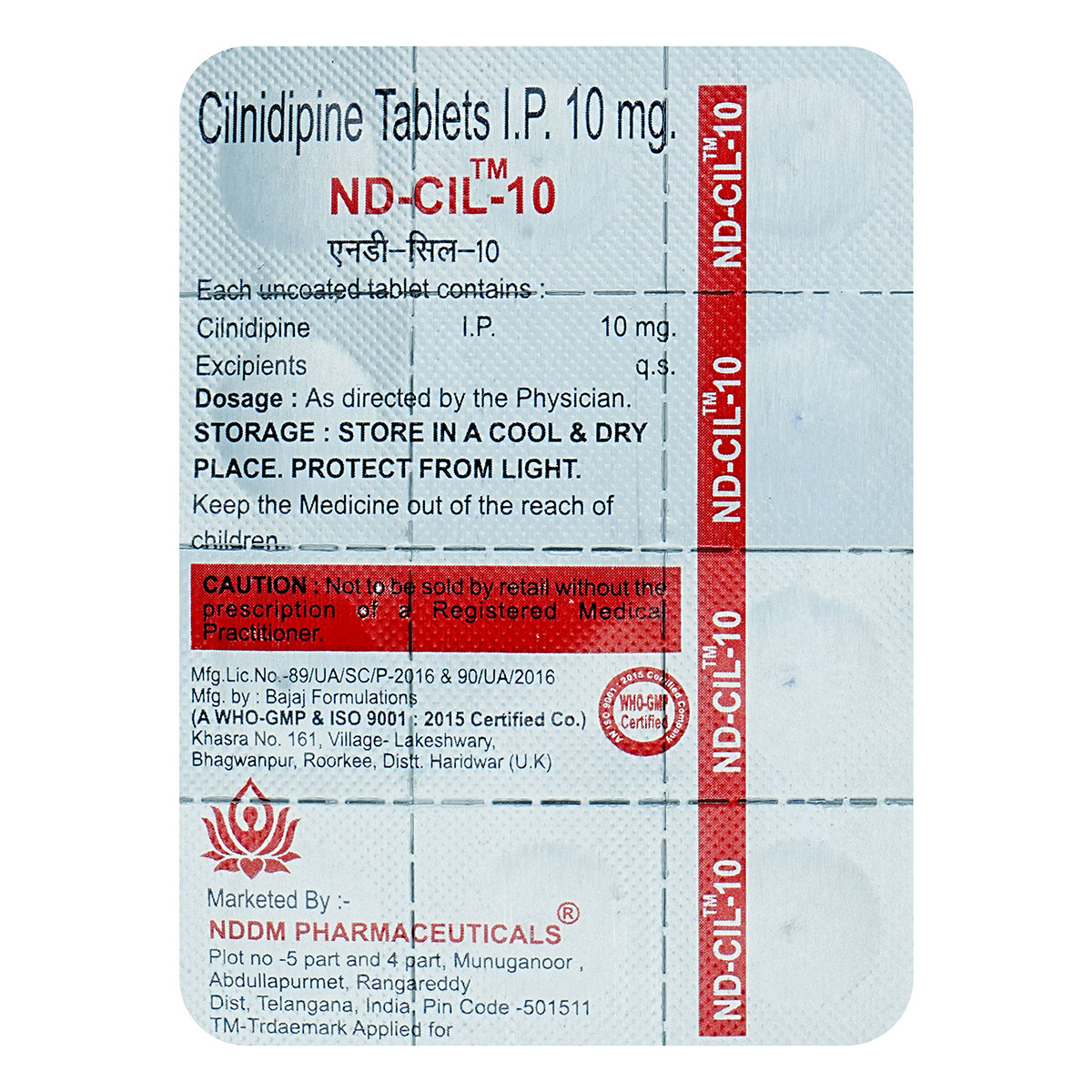 ND-Cil-10 Tablet 10's, Pack of 10 TabletS ND-Cil-10 Tablet 10's, Pack of 10 TabletS