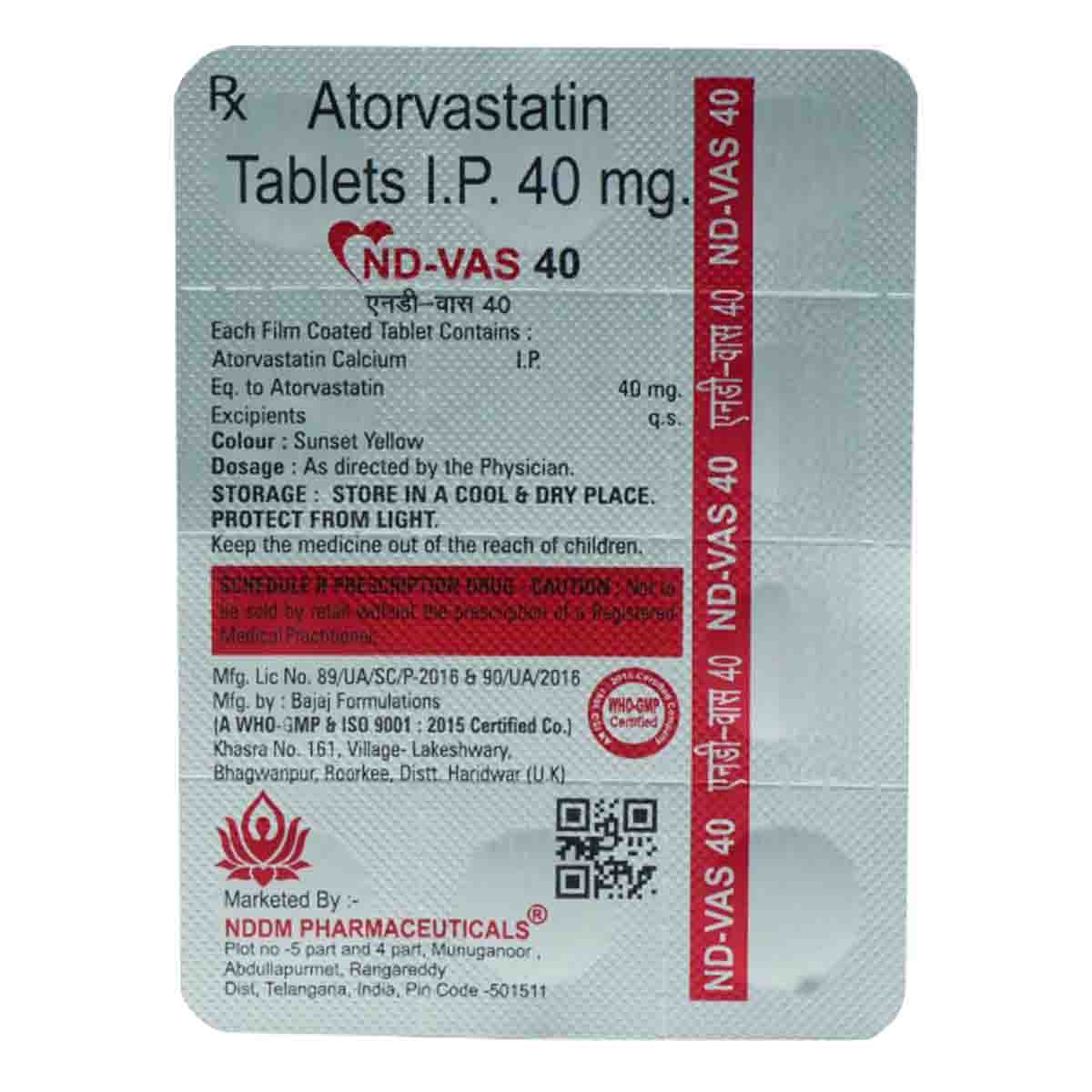ND-Vas 40 Tablet 10's, Pack of 10 TabletS ND-Vas 40 Tablet 10's, Pack of 10 TabletS