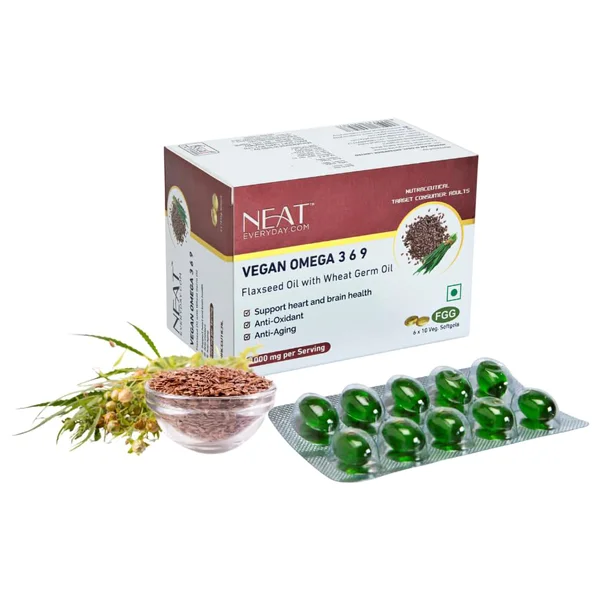 Neat Vegan Omega 369 Soft Veg Capsules, 60 Count