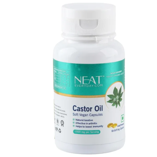 Neat Castor Oil Soft Vegan Capsules, 60 Count
