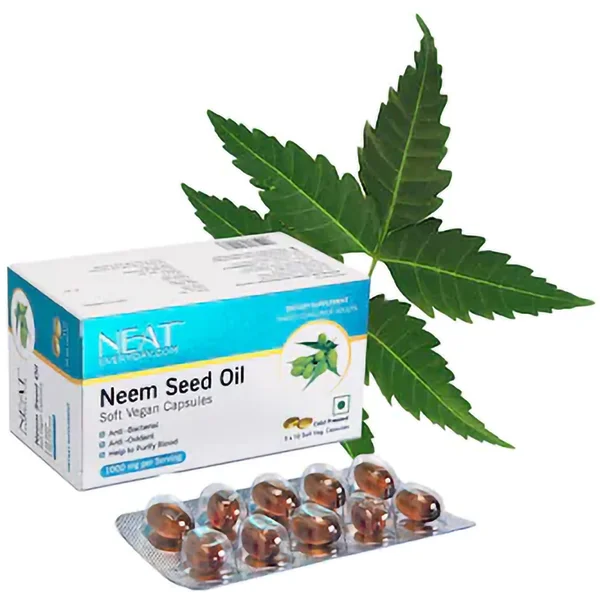 Neat Neem Seed Oil Soft Vegan Capsules, 10 Count