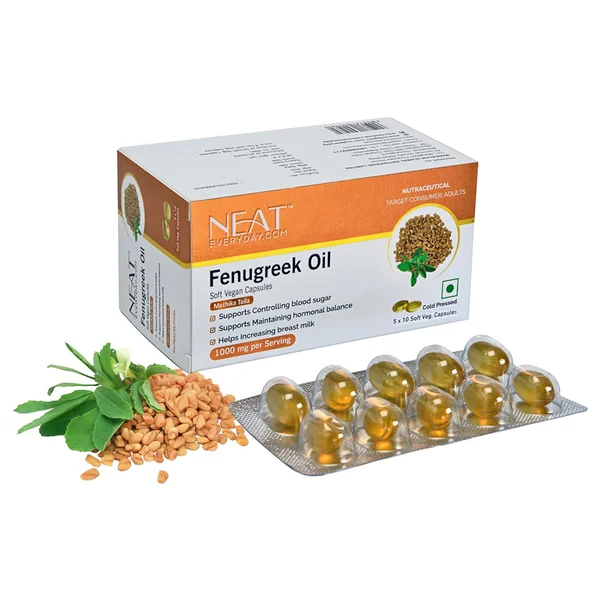 Neat Fenugreek Oil Soft Vegan Capsules, 10 Count