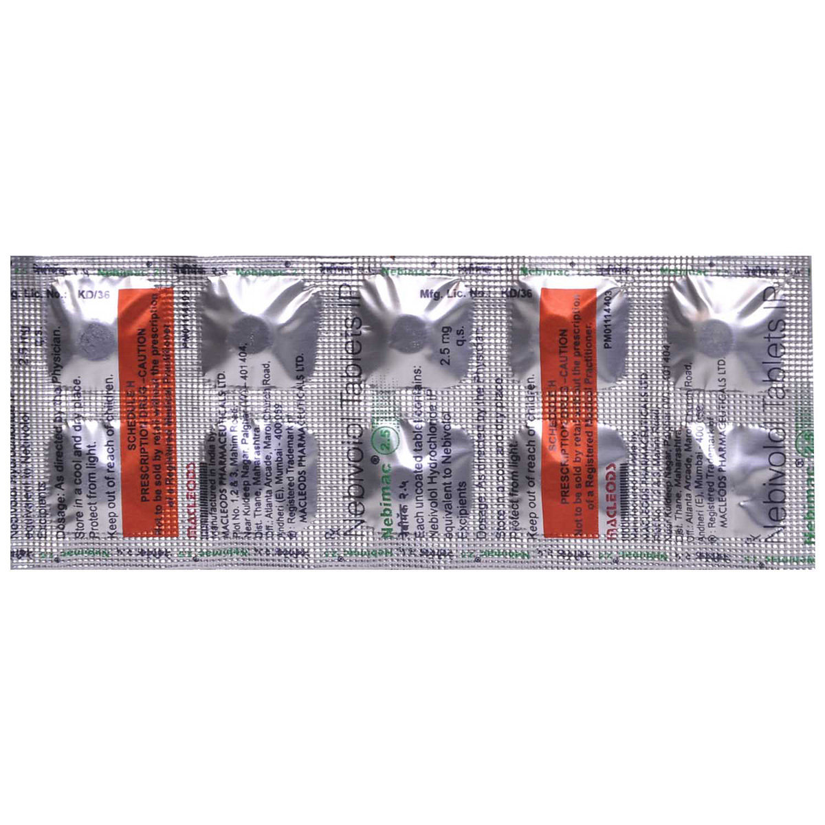 Nebimac 2.5 Tablet 10's, Pack of 10 TABLETS Nebimac 2.5 Tablet 10's, Pack of 10 TABLETS