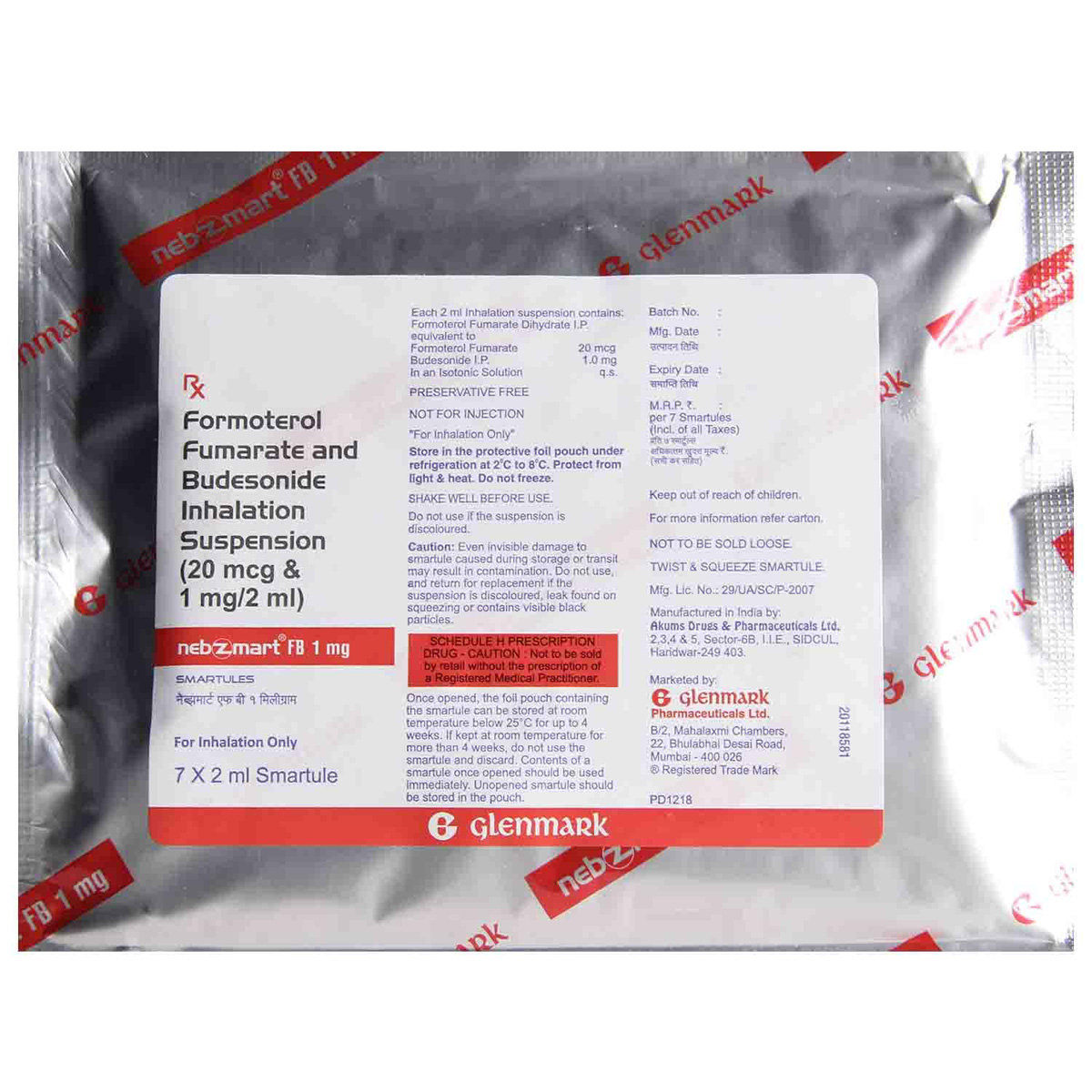 Nebzmart FB 1 mg Smartules 7 x 2 ml, Pack of 7 RespulesS Nebzmart FB 1 mg Smartules 7 x 2 ml, Pack of 7 RespulesS