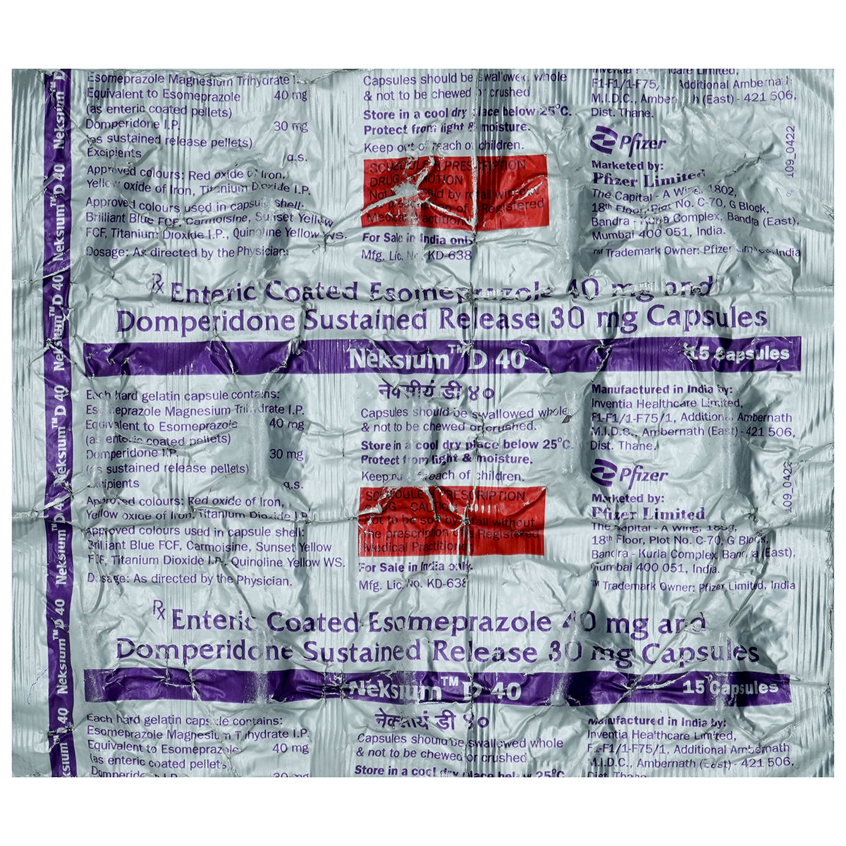 Neksium D 40 mg Capsule 15's, Pack of 15 CapsuleS Neksium D 40 mg Capsule 15's, Pack of 15 CapsuleS