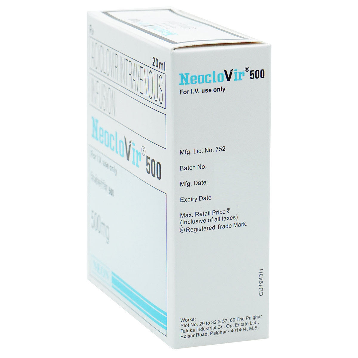 Neoclovir 500 mg Injection 1's, Pack of 1 Injection Neoclovir 500 mg Injection 1's, Pack of 1 Injection