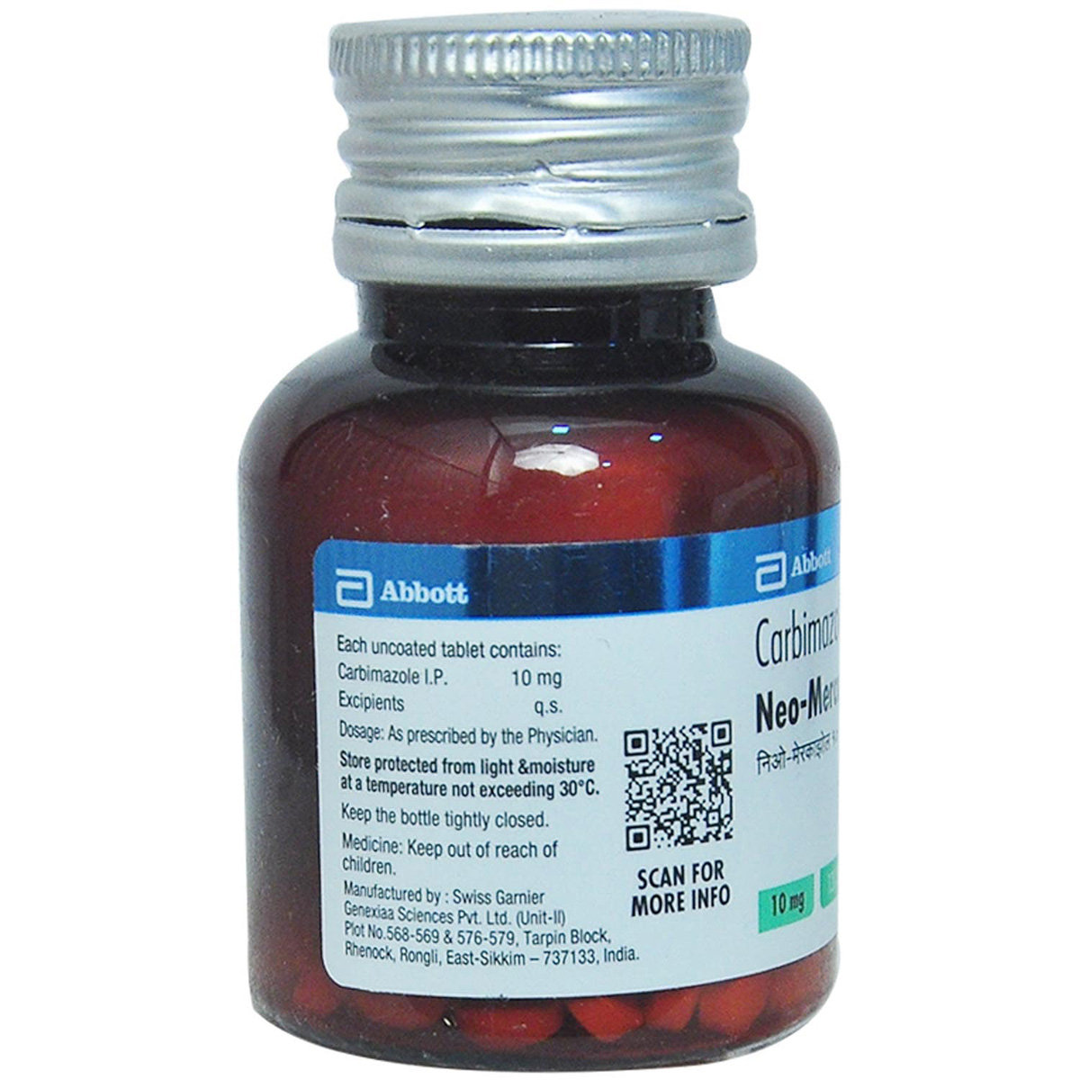 Neo-Mercazole 10 Tablet 120's, Pack of 1 TABLET Neo-Mercazole 10 Tablet 120's, Pack of 1 TABLET