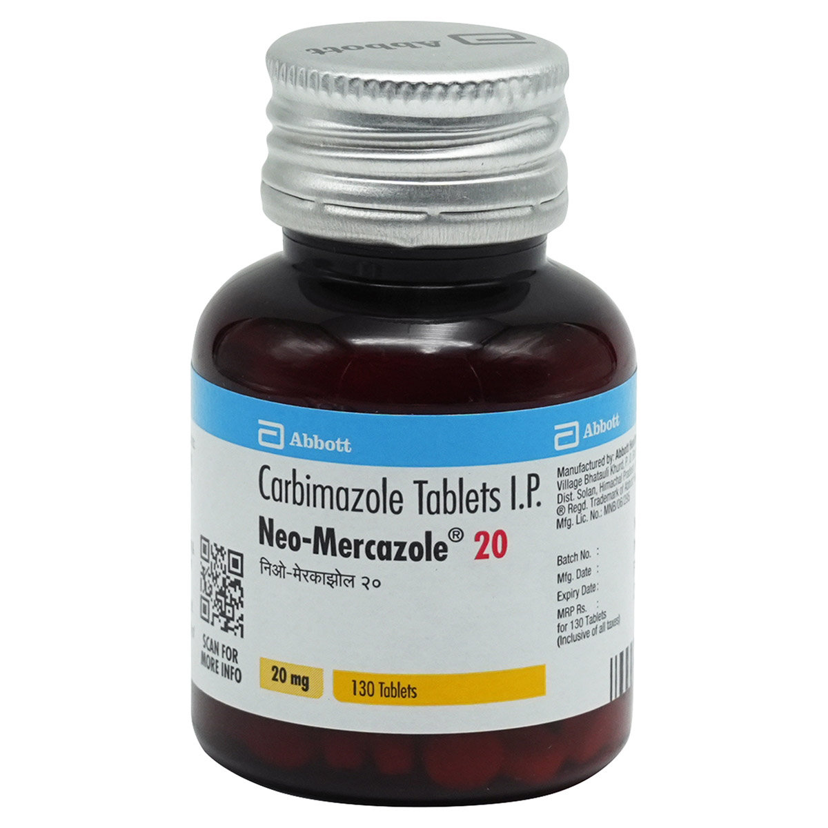 Neo-Mercazole 20 Tablet 130's, Pack of 1 TABLET Neo-Mercazole 20 Tablet 130's, Pack of 1 TABLET