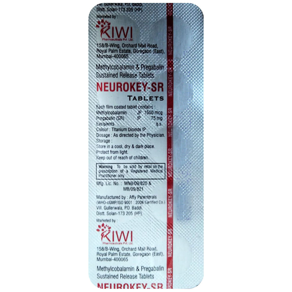 Neurokey-SR Tablet 10's, Pack of 10 TABLETS Neurokey-SR Tablet 10's, Pack of 10 TABLETS