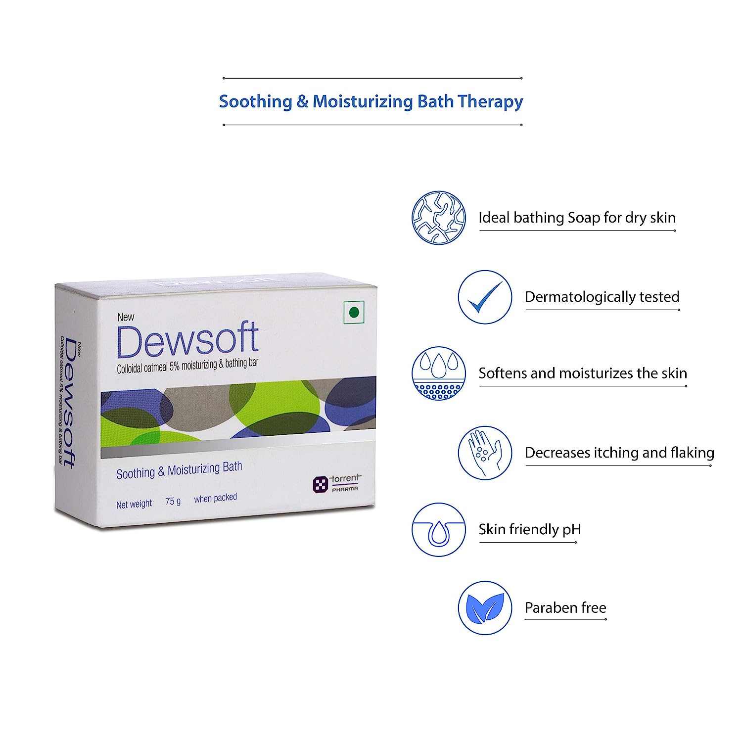 New Dewsoft Bathing Bar 75 gm | Colloidal Oatmeal | Cleanses, Soothes & Moisturises | For Dry Skin, Pack of 1 New Dewsoft Bathing Bar 75 gm | Colloidal Oatmeal | Cleanses, Soothes & Moisturises | For Dry Skin, Pack of 1