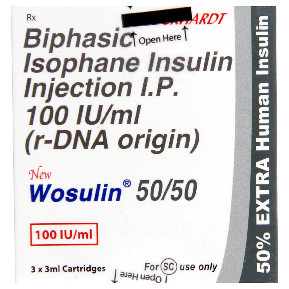 Buy New Wosulin 50/50 100Iu Injection 3 ml  Online