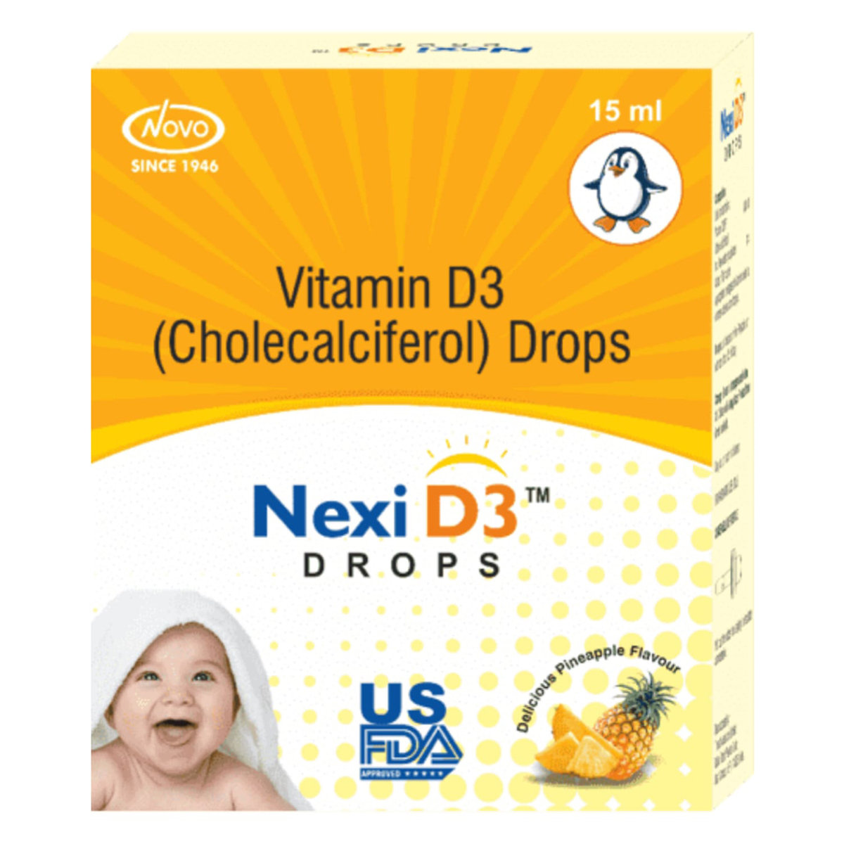 Nexi D3 800IU Pineapple Flavour Oral Drops 15 ml, Pack of 1 Nexi D3 800IU Pineapple Flavour Oral Drops 15 ml, Pack of 1
