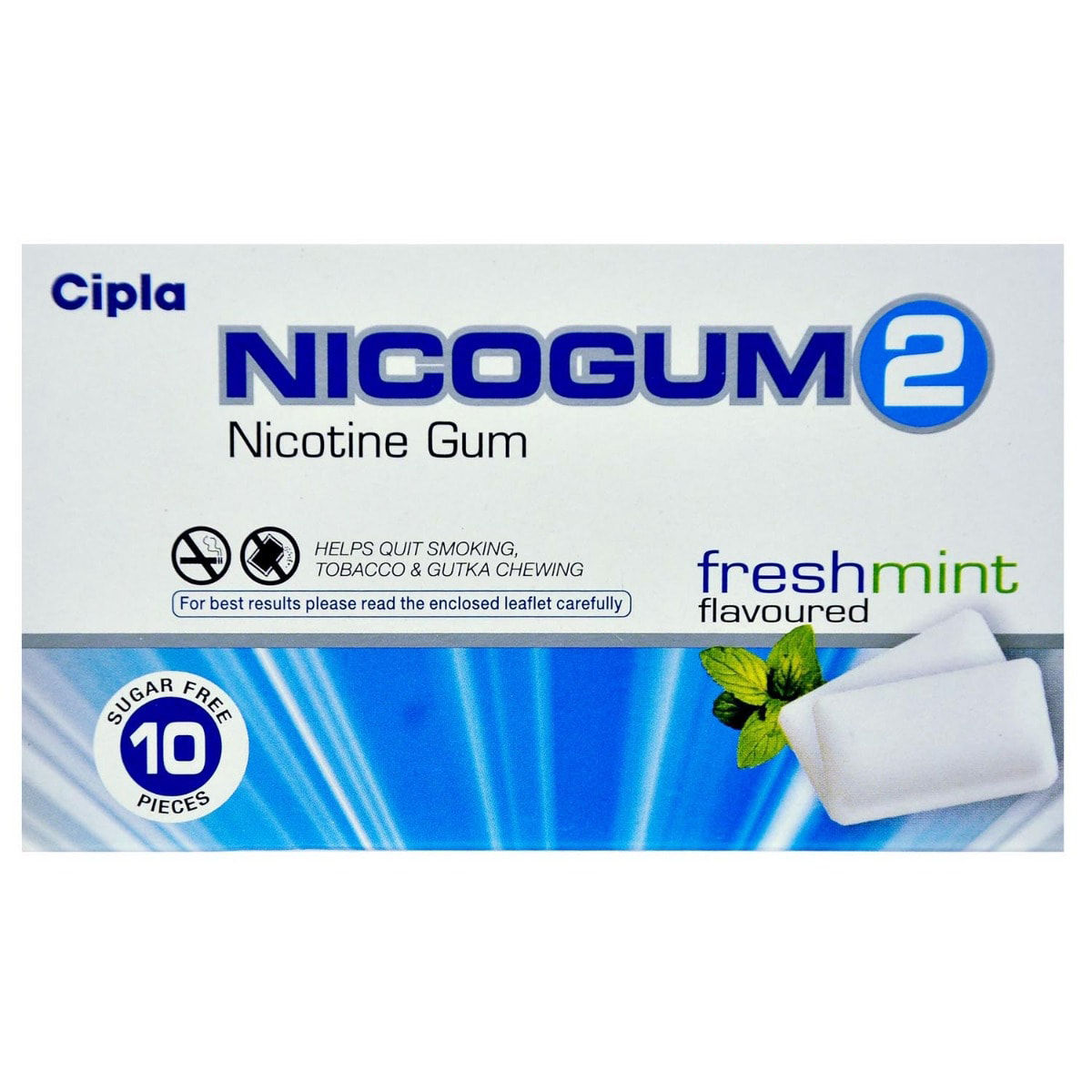 Buy Nicogum 2 mg Freshmint Sugar Free Nicotine Gum 10's Online