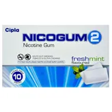Nicogum 2 mg Freshmint Sugar Free Nicotine Gum 10's, Pack of 10 CHEWING GUMSS