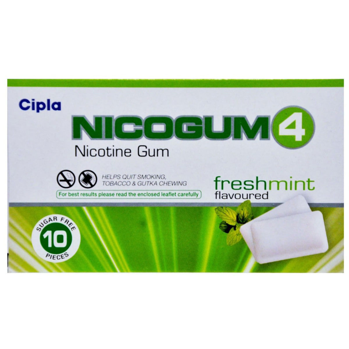 Buy Nicogum 4 Nicotine Gum Sugar Free Fresh Mint Chewing Gums 10's Online