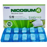 Nicogum 4 Nicotine Gum Sugar Free Fresh Mint Chewing Gums 10's, Pack of 10 Chewing GumsS
