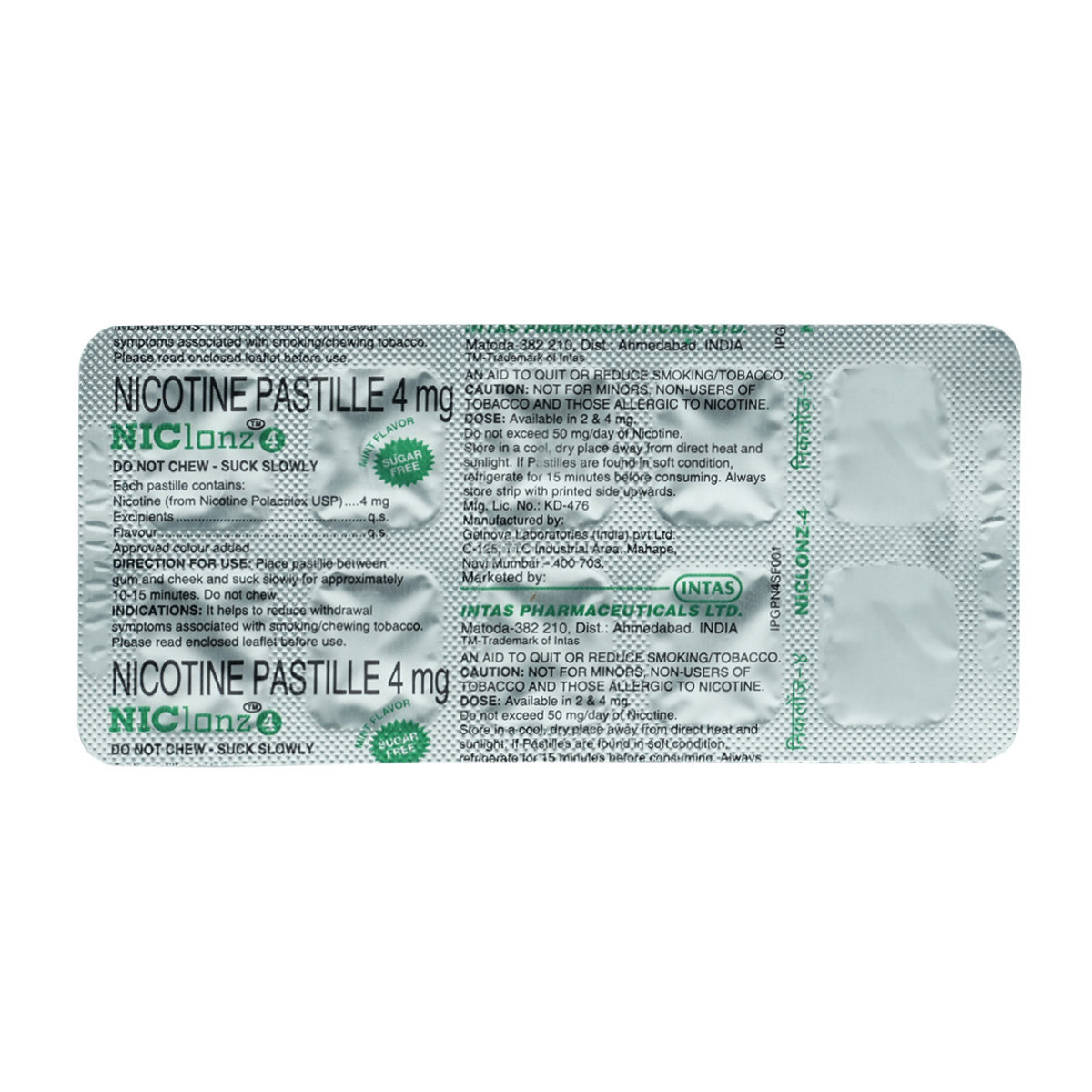 Niclonz 4 mg Pastilles 10's, Pack of 10 PastillesS Niclonz 4 mg Pastilles 10's, Pack of 10 PastillesS