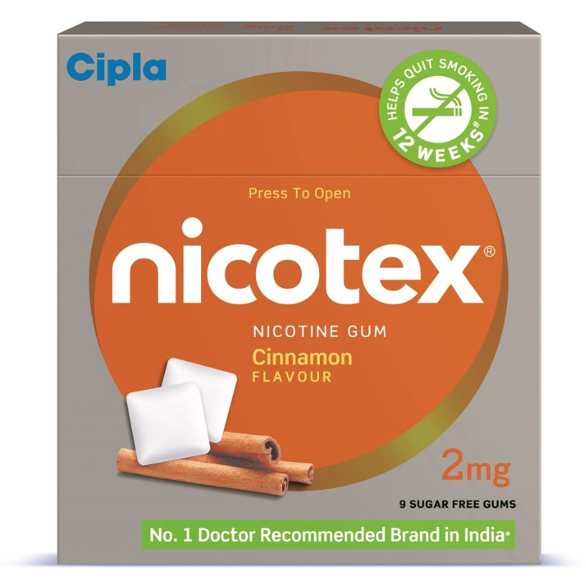 Buy Nicotex Cinnamon Flavour Nicotine Gums 2 mg, 9 Count Online