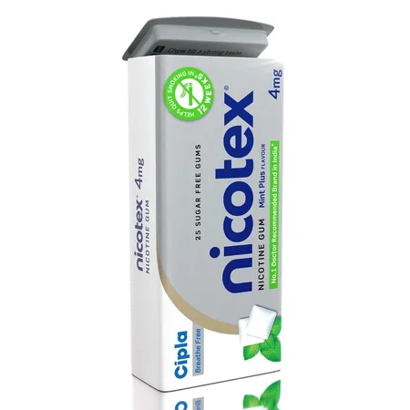 Nicotex 4mg Sugar Free Mint Plus Flavour Nicotine Gums, 25 Count