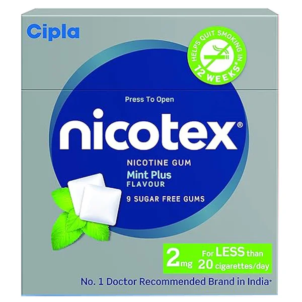 Nicotex 2mg Mint Plus Starter Nicotine Gum 90's, Pack of 1 Chewing Gums