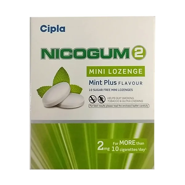 Nicogum 2 mg Sugar Free Mint Plus Flavour Mini Lozenges 10's, Pack of 1 Lozenges