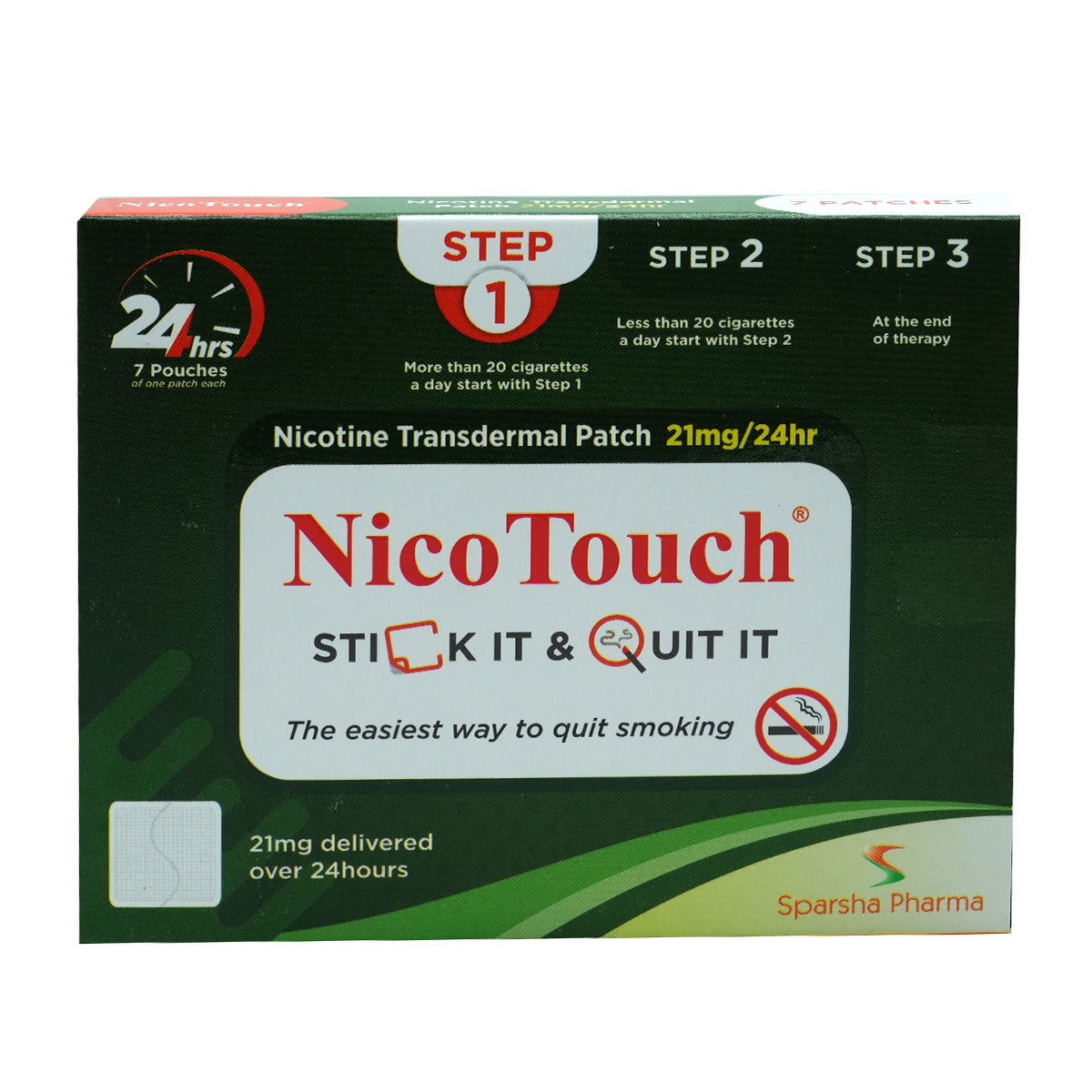 Buy Nicotouch 21 mg/24 Hr Nicotine Transdermal Patch 7's Online