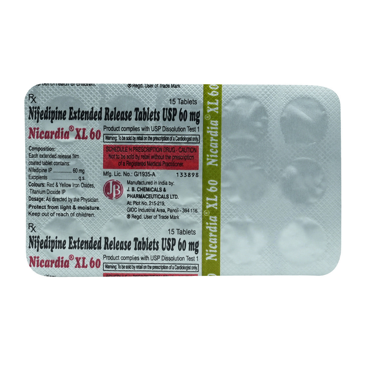 Nicardia XL 60 mg Tablet 15's, Pack of 15 TabletS Nicardia XL 60 mg Tablet 15's, Pack of 15 TabletS