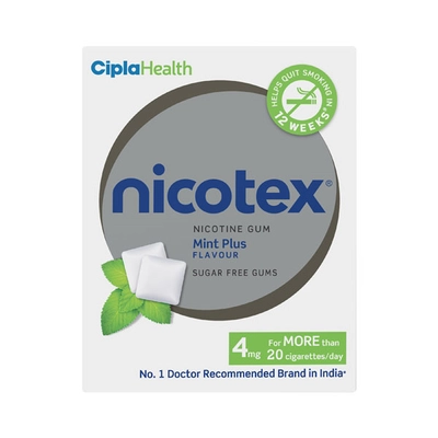 Nicotex 4 mg Sugar Free Mint Flavour Nicotine Gum, 12 Count, Pack of 1