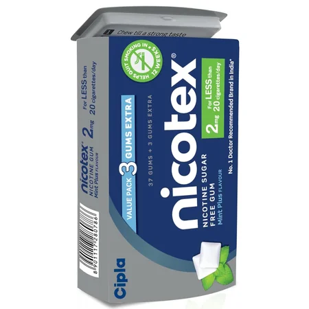 Nicotex 2mg Sugar Free Mint Plus Flavour Nicotine Gums, 40 Count