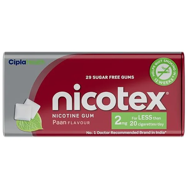Nicotex 4mg Sugar Free Paan Flavour Gums, 29 Count, Pack of 1
